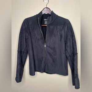 Vintage E Studio Women’s Black Suede Full Zip teddy Jacket. Size Large.90s